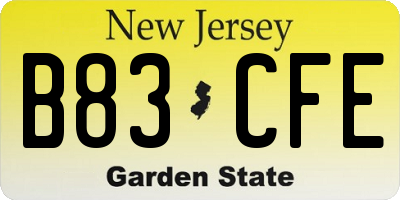 NJ license plate B83CFE