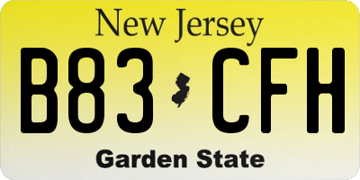 NJ license plate B83CFH