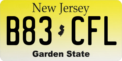 NJ license plate B83CFL