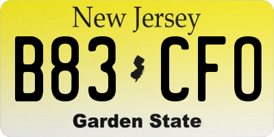 NJ license plate B83CFO