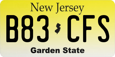 NJ license plate B83CFS
