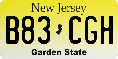 NJ license plate B83CGH
