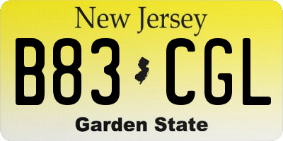 NJ license plate B83CGL