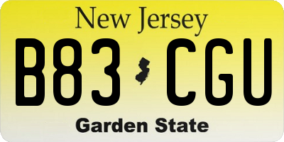 NJ license plate B83CGU