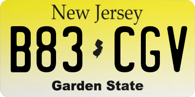 NJ license plate B83CGV