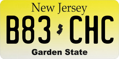 NJ license plate B83CHC