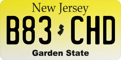 NJ license plate B83CHD