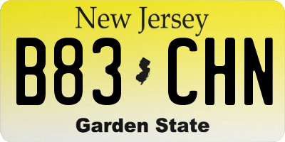 NJ license plate B83CHN