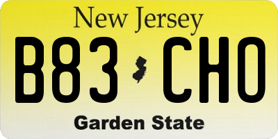 NJ license plate B83CHO