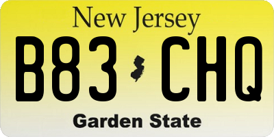NJ license plate B83CHQ