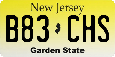 NJ license plate B83CHS