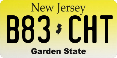 NJ license plate B83CHT