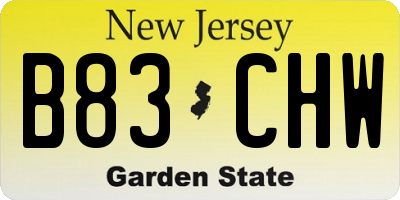 NJ license plate B83CHW