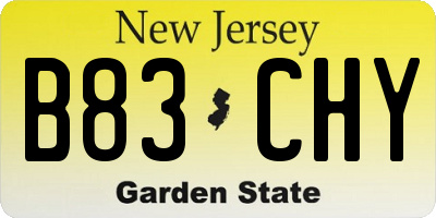 NJ license plate B83CHY