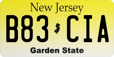 NJ license plate B83CIA