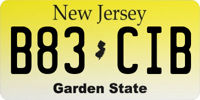 NJ license plate B83CIB