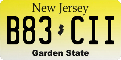 NJ license plate B83CII