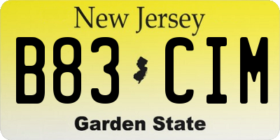 NJ license plate B83CIM