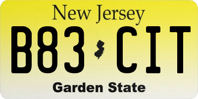 NJ license plate B83CIT