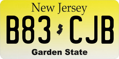 NJ license plate B83CJB