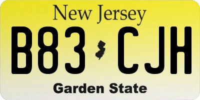 NJ license plate B83CJH