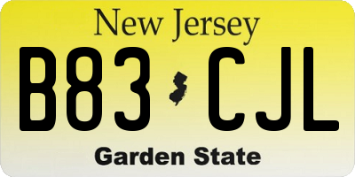 NJ license plate B83CJL