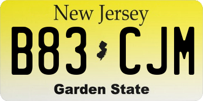 NJ license plate B83CJM
