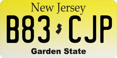NJ license plate B83CJP