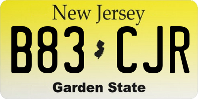 NJ license plate B83CJR