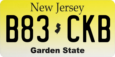 NJ license plate B83CKB