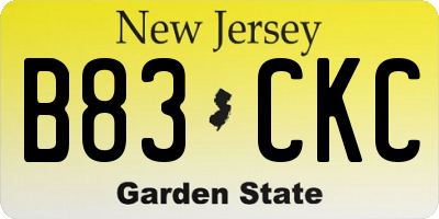 NJ license plate B83CKC