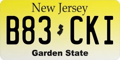 NJ license plate B83CKI