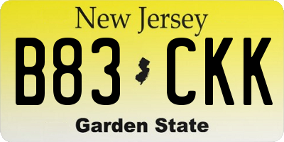 NJ license plate B83CKK