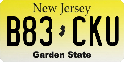 NJ license plate B83CKU