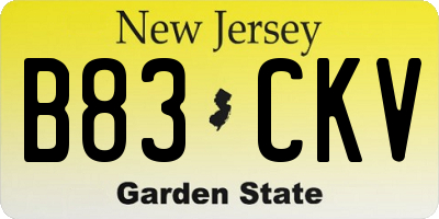 NJ license plate B83CKV