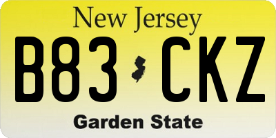 NJ license plate B83CKZ