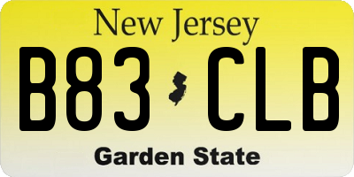 NJ license plate B83CLB