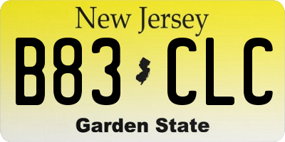 NJ license plate B83CLC