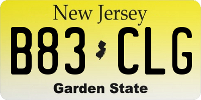 NJ license plate B83CLG