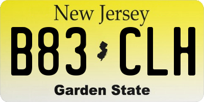 NJ license plate B83CLH