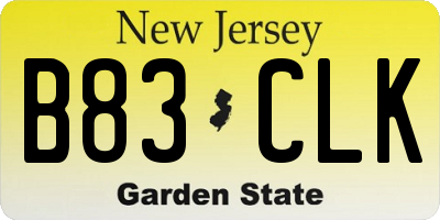 NJ license plate B83CLK