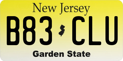 NJ license plate B83CLU