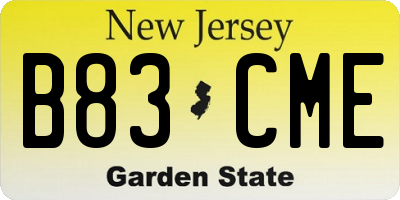 NJ license plate B83CME