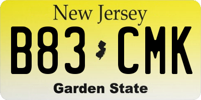 NJ license plate B83CMK