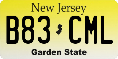 NJ license plate B83CML