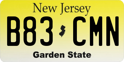 NJ license plate B83CMN