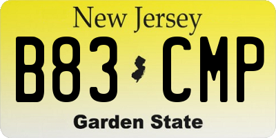 NJ license plate B83CMP