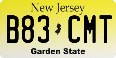 NJ license plate B83CMT