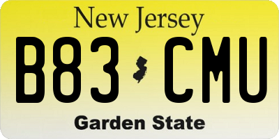 NJ license plate B83CMU