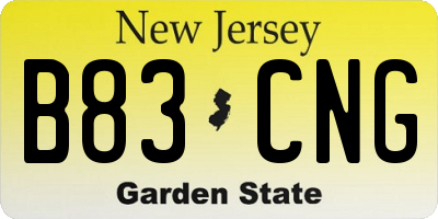 NJ license plate B83CNG